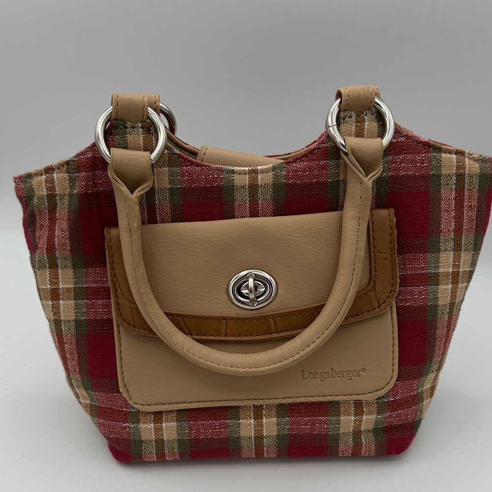 Longaberger Red and Tan Checkered Clutch Bag